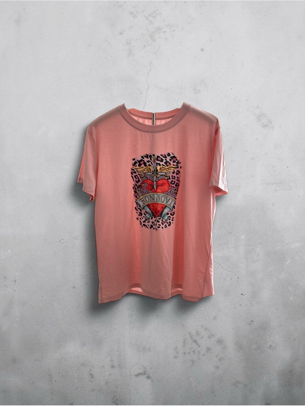 Bon Jovi Pink Graphic Tee - Women's Casual Top